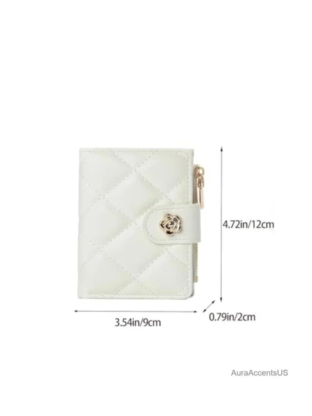 Small Faux Leather Quilted Floral Snap Wallet with Card Slots & Coin Zip Pouch